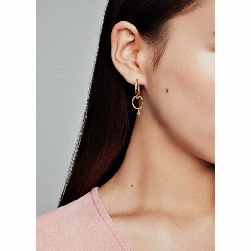Pandora Shine™ Flower Stem Hoop Earrings Gold Egypt RJ3680217